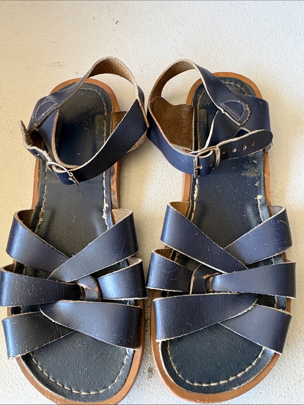 Salt Water Sandals by Hoy Women's Navy Leather Strappy Sandals